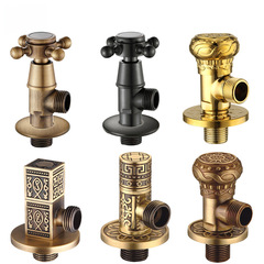 Antique-style full copper triangular valve, ornate retro thick cold and hot triangular valve wholesale, black triangular valve explosion-proof water shut-off valve