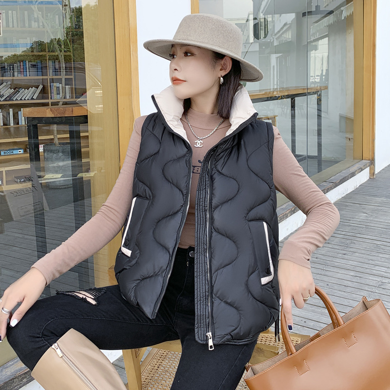 2026 otoño y invierno nuevo chaleco de moda de cuello vertical de algodón abrazadera de caballo estilo coreano de color de hombro abrazadera de caballo estilo coreano chaqueta de mujer image 5