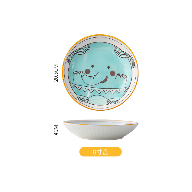 Creativo lindo mascota vajilla de cerámica placa lindo animal hogar mango placa para hornear tazón de arroz comer tazón conjunto