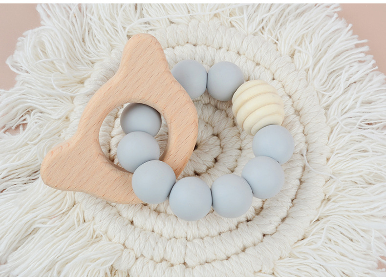 Cute Solid Color Beech Silicone Teething Stick Baby Accessories display picture 3