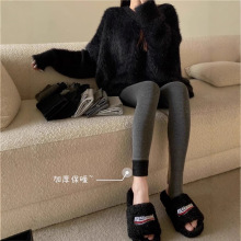 加绒加厚灰色打底裤女外穿2025新款连脚裤袜修身显瘦秋冬踩脚裤子