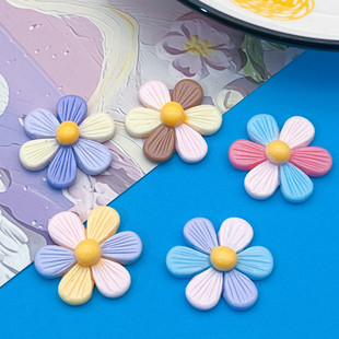 Resin Accessories Color Two-color Six-petal Flower Hairpin Hair Rope Shoe Buckle Cream Glue DIY Handmade Patch Refrigerator Sticker