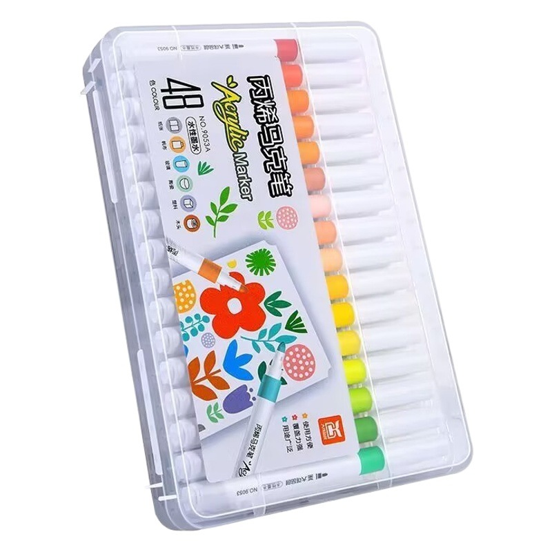 Traje de marcador de acrílico al por mayor 48-color impermeable no-desvanecimiento papel no transparente para niños y estudiantes arte