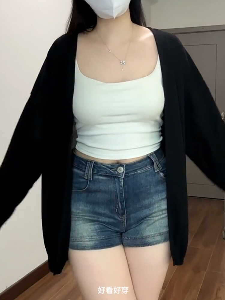 블랙 [스트레이트 숄더/슬림하고 배 커버/약간 뚱뚱/패셔너블하고 패셔너블한 여성복/2024 여성복 새로운 핫 스타일/독특한 상의가 너무 멋져요/틈새 디자인/