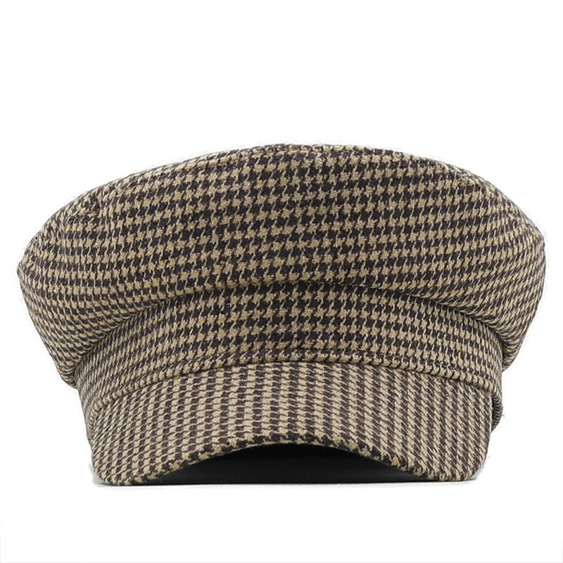 Autumn And Winter Navy Hat Houndstooth Retro Fashion British Cap Casual Wild Beret display picture 4