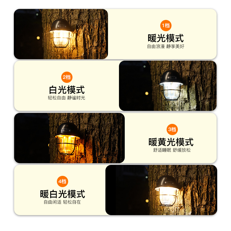 Nueva iluminación al aire libre camping luz de carga usb retro linterna camping luz atmósfera luz tienda de campaña led camping luz