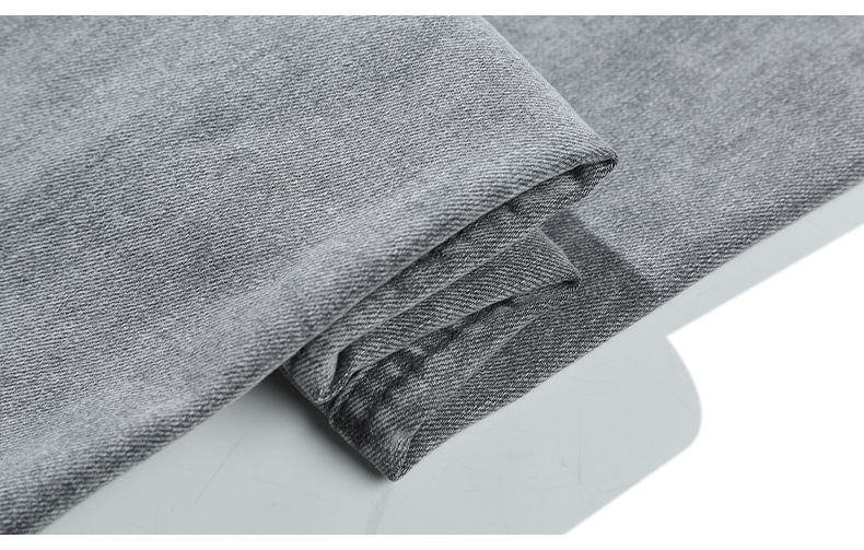 2023 Spring/Summer new solid-color jeans for men, washed light gray distressed pants with frayed edges, American straight-leg pants pic 33
