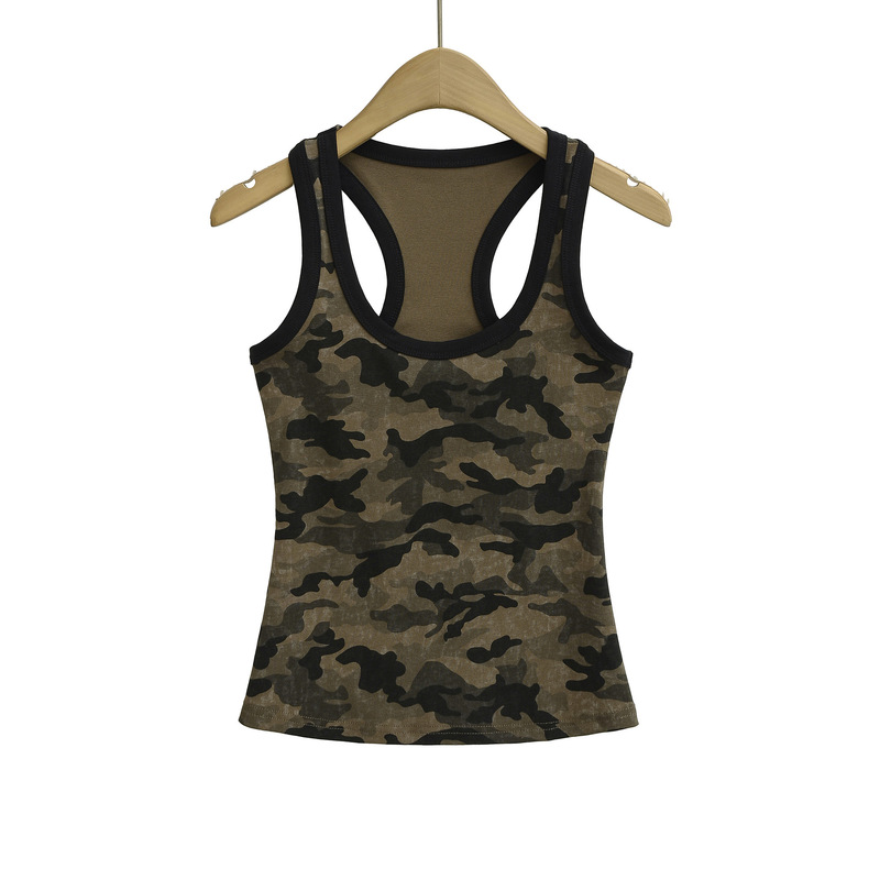 American Retro Camouflage Camisole Women's 2025 Summer New Hot Girl Wear Slim Outer Sleeveless Top American Retro Camouflage Camisole Women's 2025 Summer New Hot Girl Wear Slim Outer Sleeveless Top
