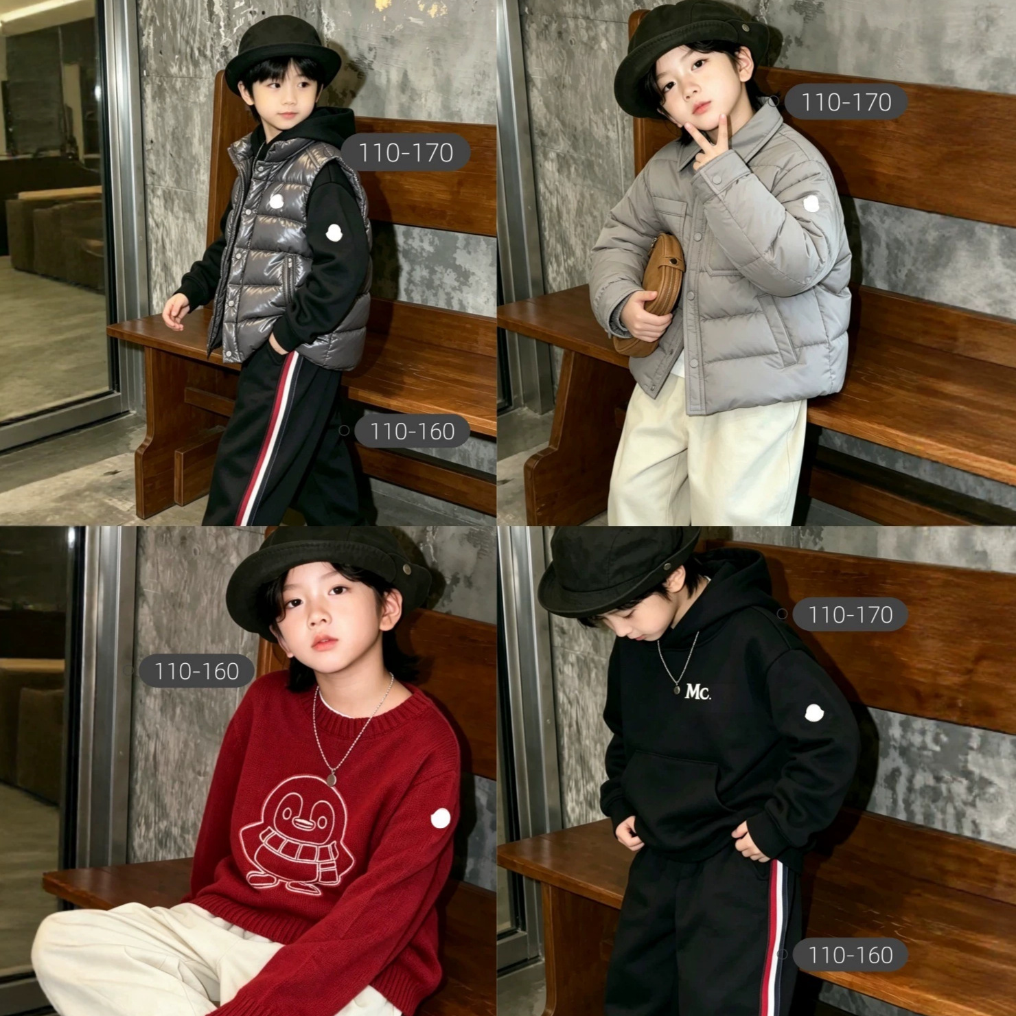Children's Clothing Now Has the New M26 Autumn and Winter Models for Boys and Girls, Gray Shirt-Style down Jacket/Dark Gray down Vest
