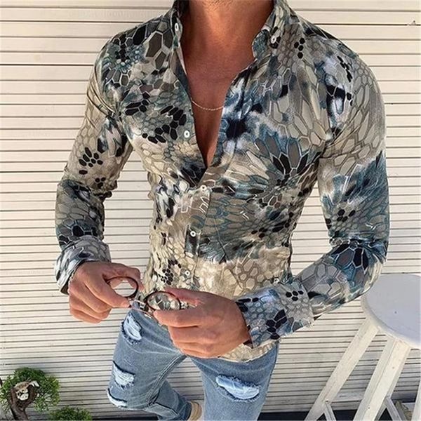 Transfronterizo 2025 primavera y otoño nuevo estilo de los hombres europeos y americanos más el tamaño de la camisa con estampado de plantas de rosas de manga larga