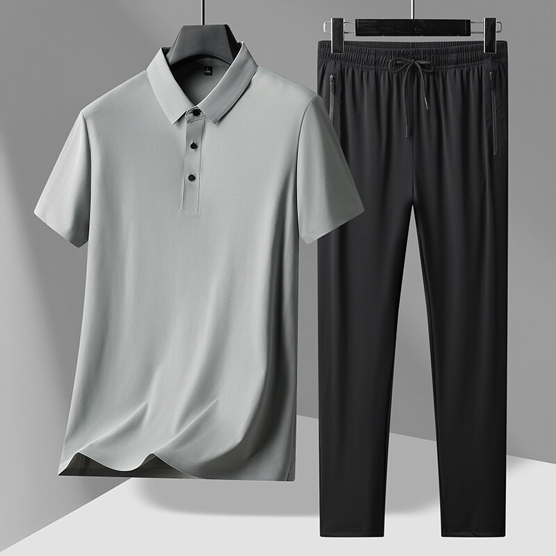 Summer Suit Men's Breathable Middle-Aged and Elderly Men's Short-Sleeved Dad Summer Sports T-Shirt Casual Pants Two-Piece Thin Set