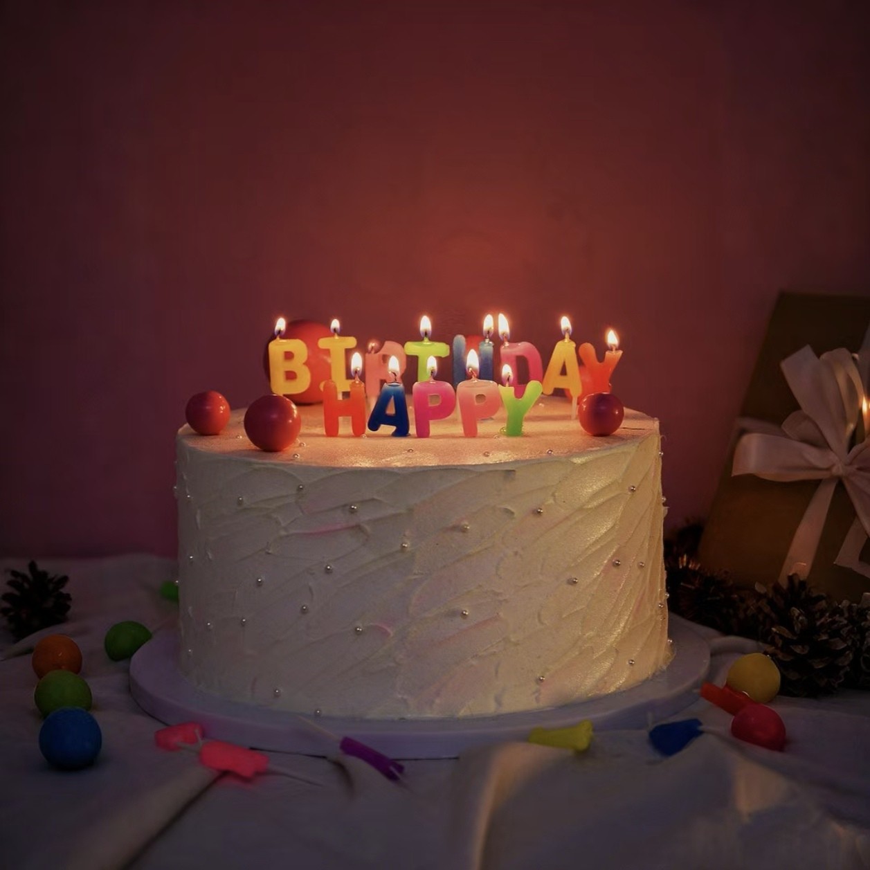 Tarjetas rojas Inglés creativas de cumpleaños vela vela al por mayor fiesta de cumpleaños vela de color decoración de Navidad cera digital