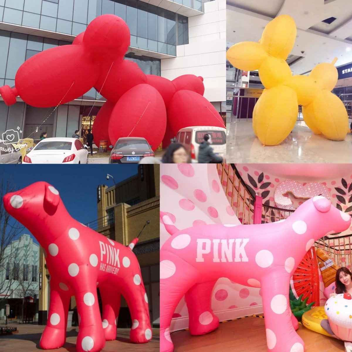 充气单身狗气模 大红粉色狗气模 双十一光棍节派对充气布置道具