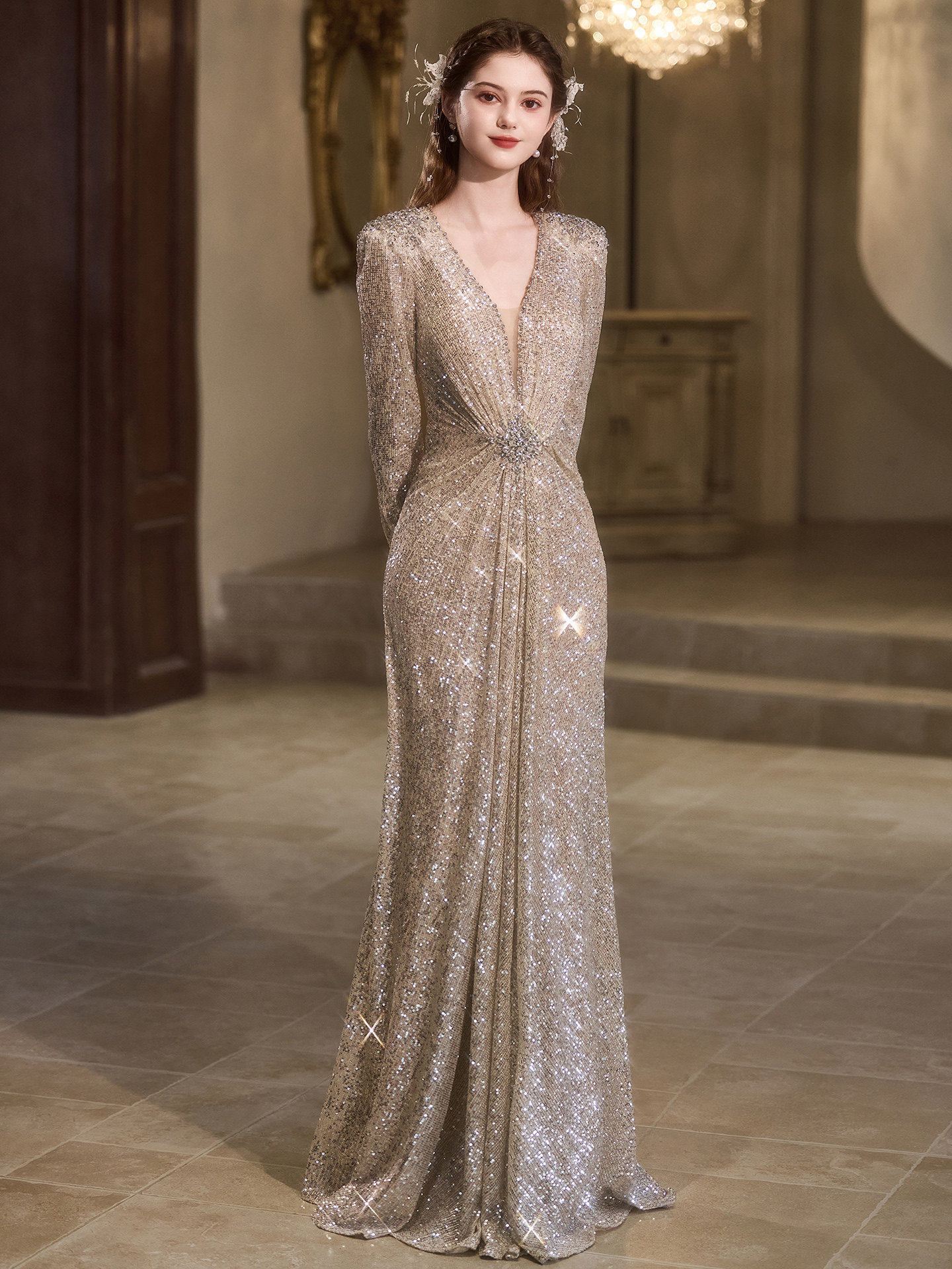 Elegant Sophisticated Long Dresses Style Evening Gowns Light Luxury Suitable For Students Art Exams Coming Of Age Ceremonies Birthday Parties Emcees_ecoleips.com