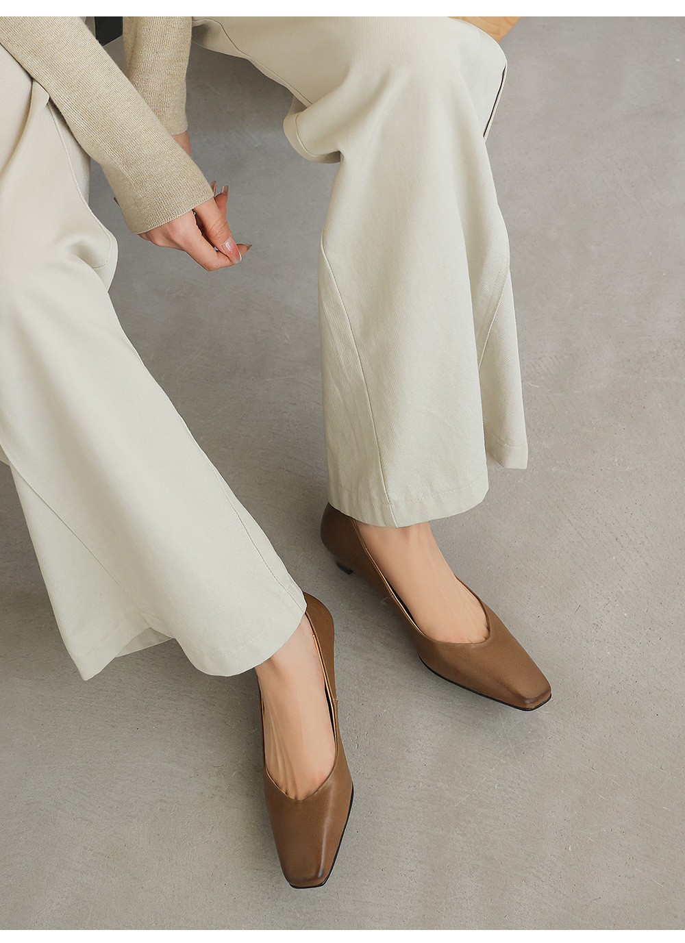 Giày cao gót nữ mũi nhọn da bò rửa nước, gót 3 cm, phong cách Hàn Quốc — đen chi tiết 10