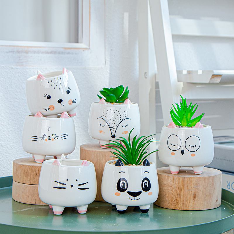 [Small wholesale] simple fashion Animal Flower pot Nordic ceramic succulent plant cat pot flower pot landscape