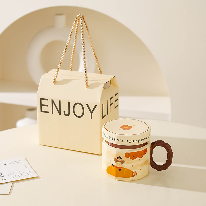 Vintage Girl Taza de cerámica regalo de mano pareja taza de agua taza de oficina de chicas taza de café