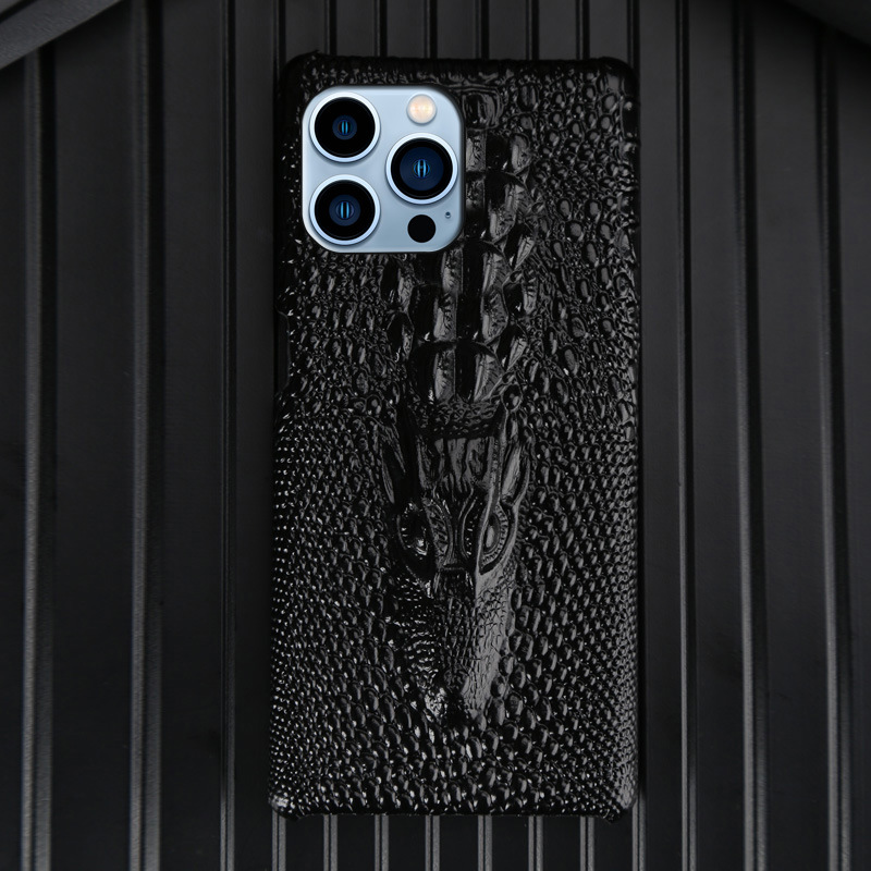 Ốp lưng da cá sấu 3D chính hãng nguyên khối chống rơi cho iPhone 11 Pro Max, 13 Pro, 14, X — Đen kinh điển, Nâu cổ điển, Xanh ngọc lục bảo, Xanh đá quý