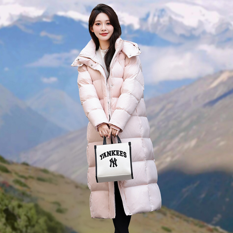 2025 Winter Over-The-Knee Long down Jacket, High-End Korean Style, Fashionable, Simple, Thickened White Duck Down, Warm and Loose Coat