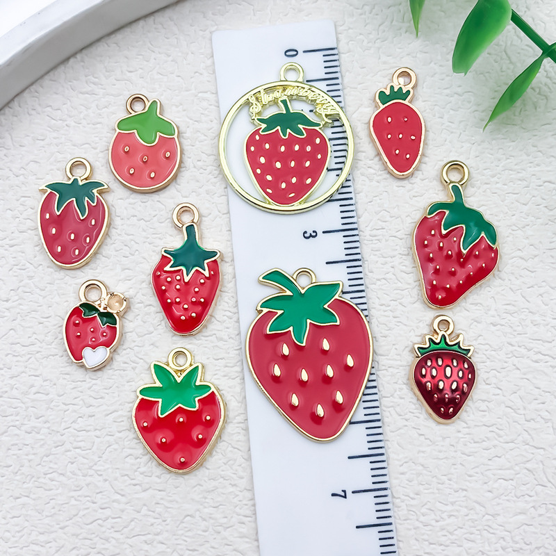 DIY 合金ジュエリーアクセサリー KC ゴールドドリップオイル合金イチゴフルーツペンダントキーホルダーイヤリングネックレスペンダント|undefined