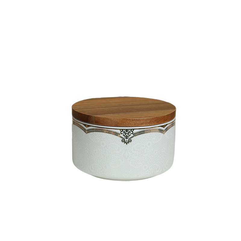 Tarro de almacenamiento de cerámica con patrón en relieve moderno, tarro sellado de granos varios, adornos de decoración, tarro de té grande para el hogar y la cocina
