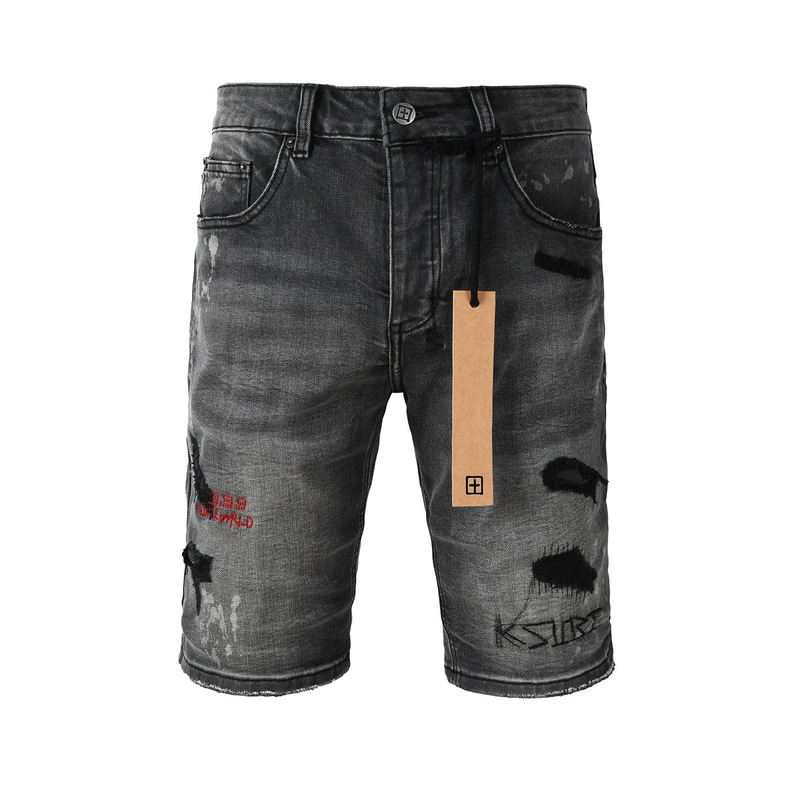 Foreign Trade Cross-Border European and American Trendy Brand Ksubi Shorts Hiphop Street Hip-Hop Ripped Distressed Denim Shorts