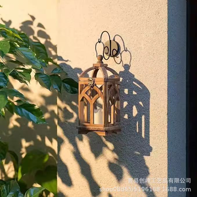木制蜡烛台农舍摆件灯笼装饰挂件复古桌上烛台餐桌饰品实木蜡烛架|undefined