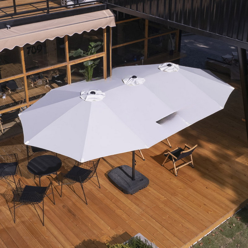 Rectangular outdoor parasol balcony courtyard umbrella three-headed…