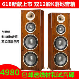 爱嘉双12寸影院K歌发烧HIFI落地音箱家庭影院前置号角高保真音响