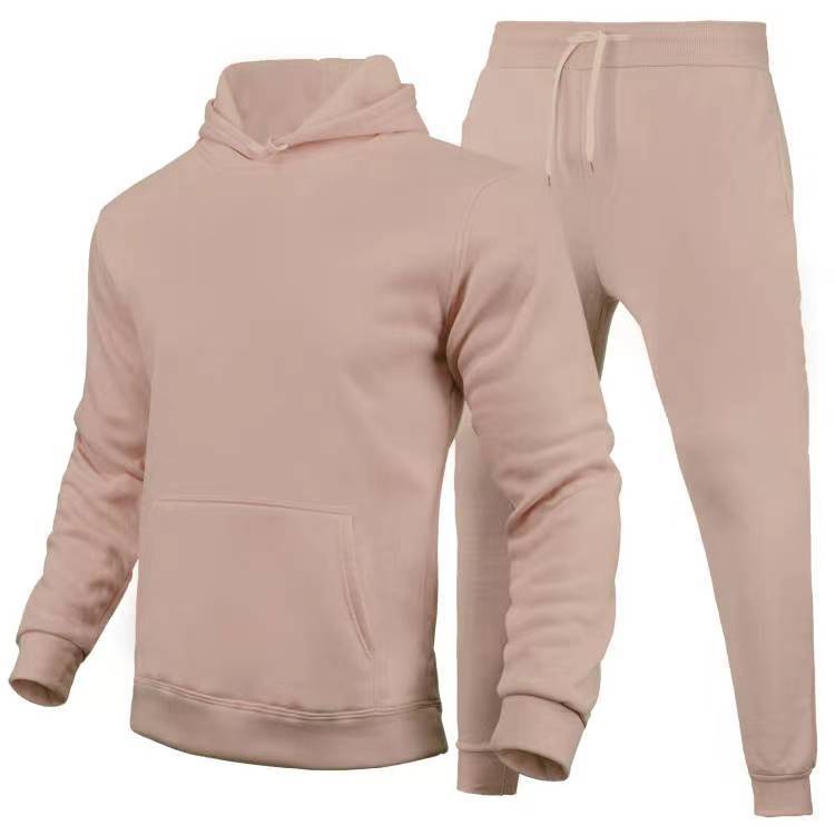 2024 autumn/winter men's women's casual European size blank solid color with fleece loose fitting hoodie and pants_voghion.com