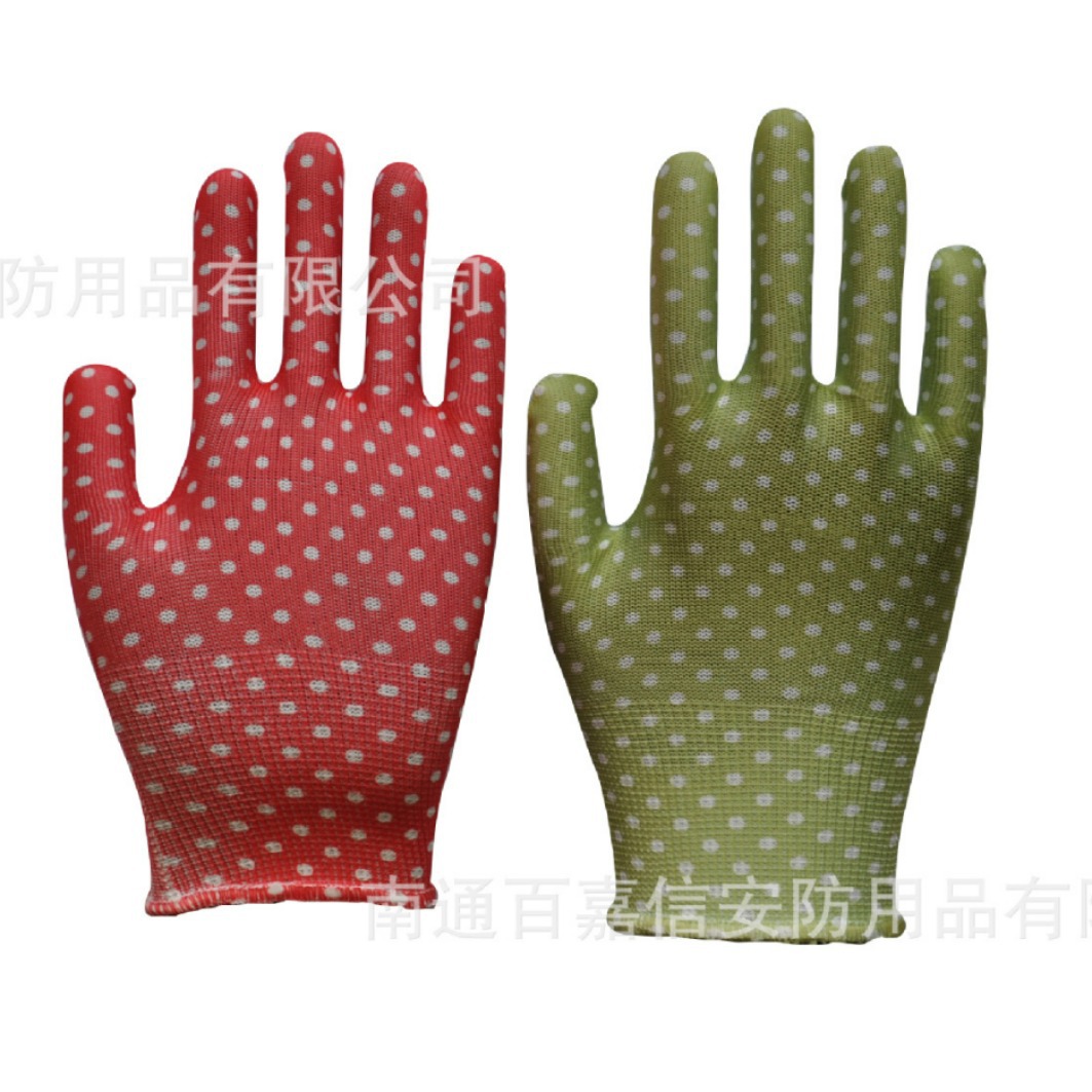 印花浸透明丁腈花园手套花型多样可开版出口女士花园手套