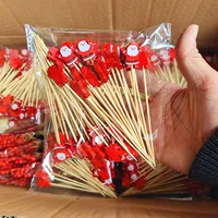 Поставка рождественских фруктов этикетка одноразовая бамбуковая Снежинка елка Лось Санта-Клаус Снеговик 5 100