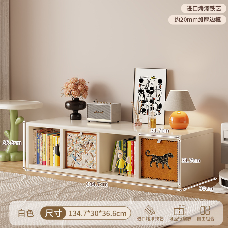 [steel lattice cabinet] ★ White one-story four-column 4-compartment cabinet-horizontal style ★ 0 formaldehyde ★ 134.7*36.6* (30 depth)cm