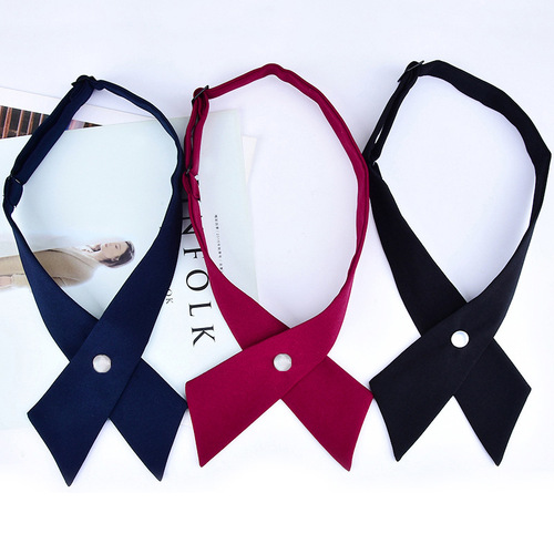 Crossed Cross X Red Wine Color Women Student JK School Uniform Small Lapel Flower Korean Version Lapel Black Bow Tie