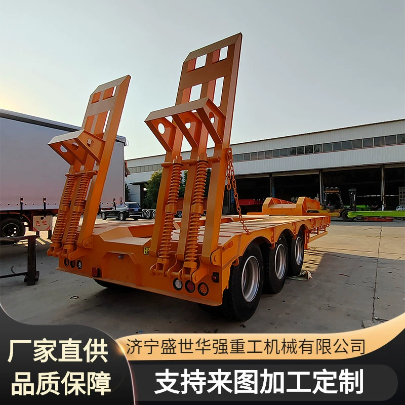 Шаньдунская фабрика производит 3-осные гусаковые большие грузовые транспортные средства для загрузки низкорамных полуприцепов с механической лестницей.