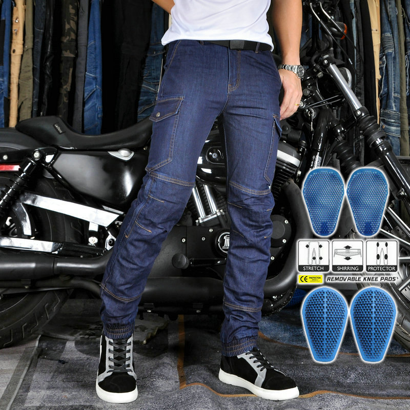 VOLERO motocicleta jeans hombres atados al tobillo motocicleta Cordura pantalones de montar resistente al desgaste equipo de protección de silicona