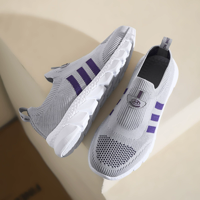 Кроссовки Flyknit для осени и зимы для пожилых людей, тканевые туфли, мужские сетчатые туфли, нескользящая повседневная обувь для среднего и старшего возраста, дышащие, прямые поставки с фабрики.