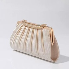 跨境爆款晚宴手提包女士全手工褶皱珍珠宴会包名媛优雅气质旗袍包