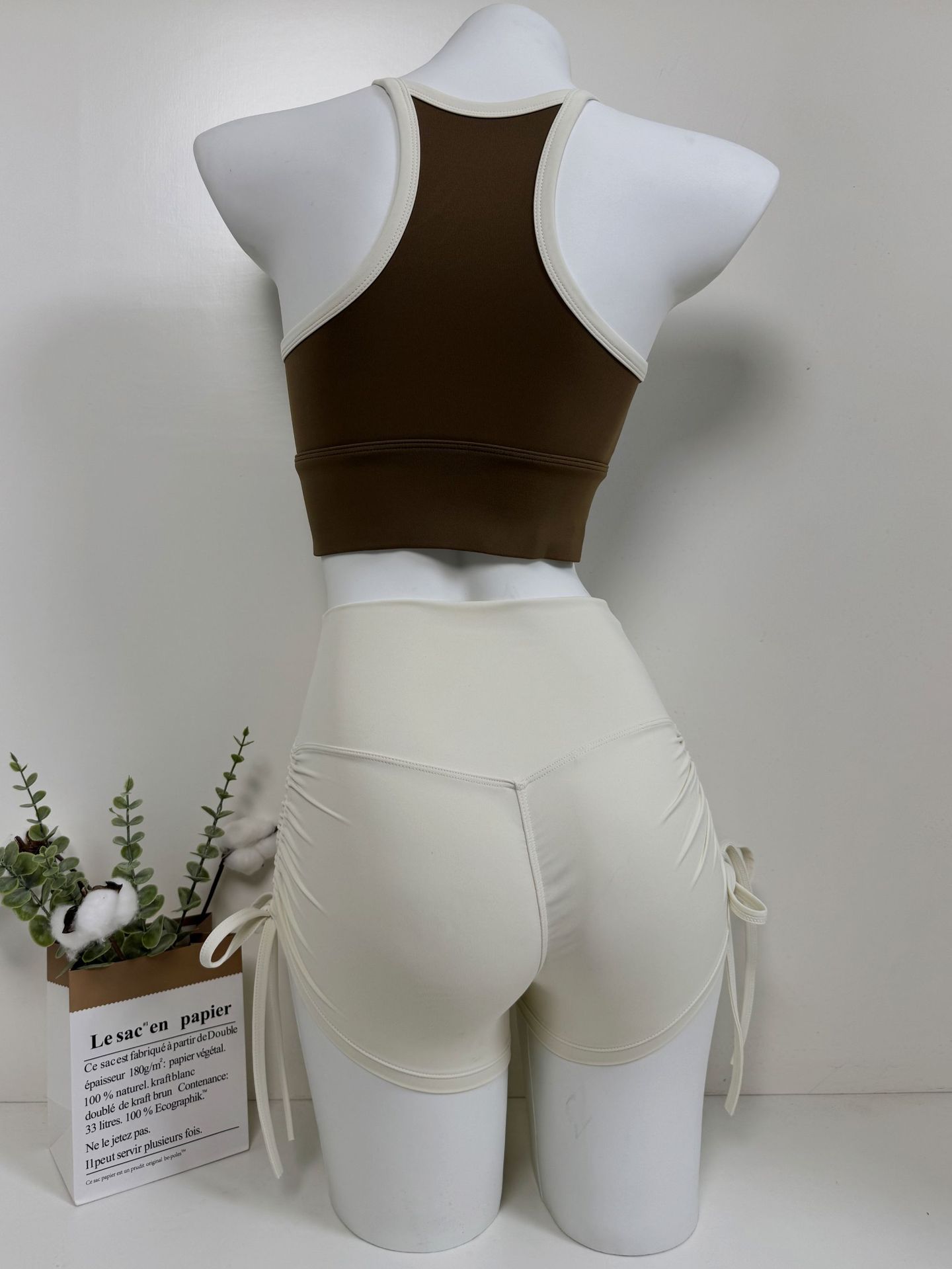 Yoga Shorts With Butt-lifting Pleats And Drawstring, Suitable For Fitness, Outdoor Sports, Cycling, Short-sleeved,_desvips.com