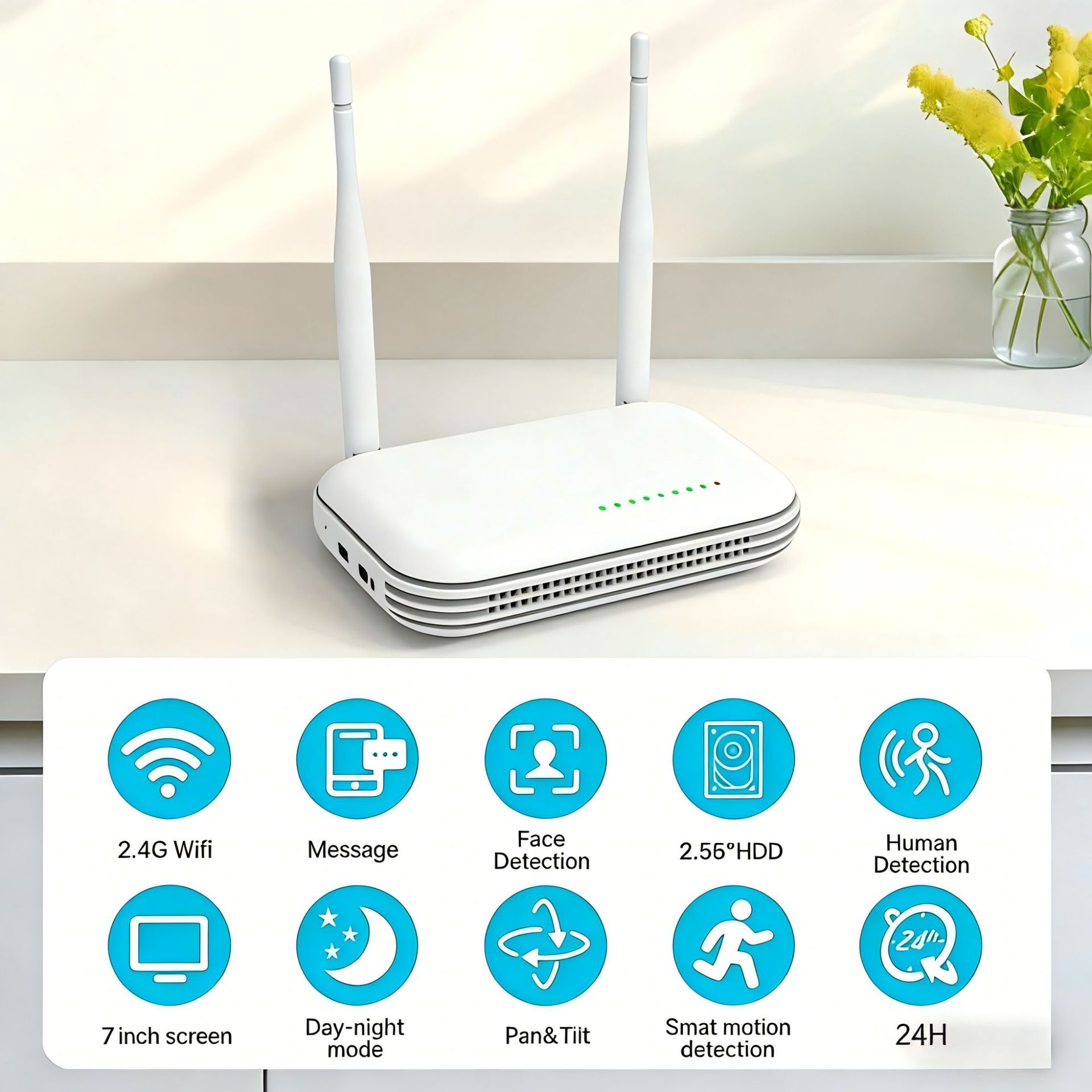 CCTV监控系统wifi带屏双目球机监控摄像头套装摄像头小体积录像机