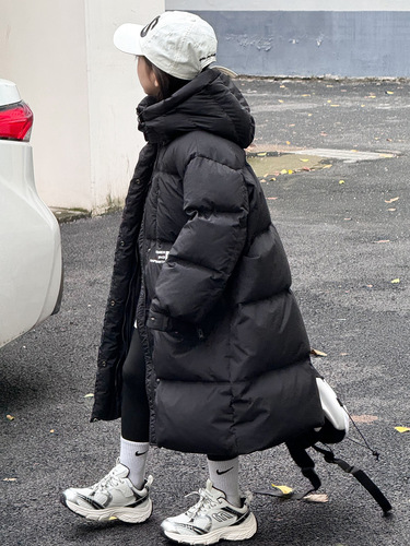 Children's new down jacket Korean winter boys and girls long thick hooded white duck down thermal coat