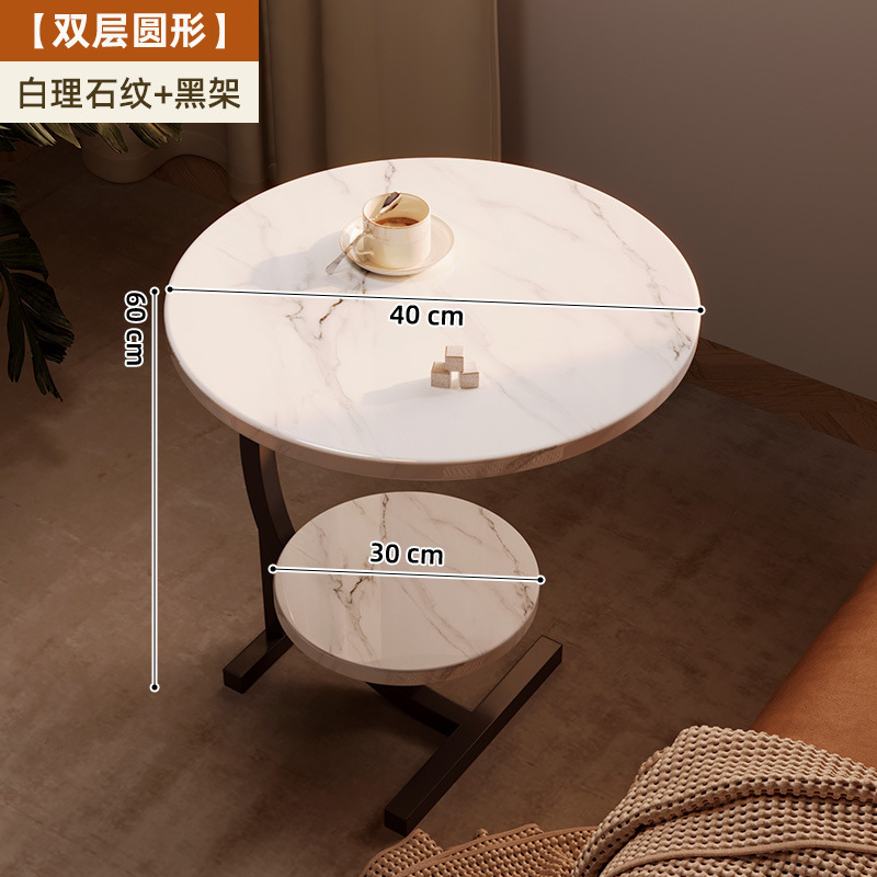 [더블 레이어 라운드 품질 업그레이드] 화이트 대리석 패턴 + 블랙 프레임