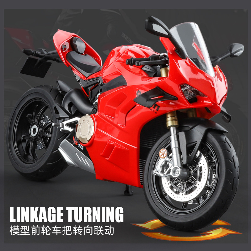 Modelo de coche Huayi 1:9 Ducati V4S aleación motocicleta iluminación coche de juguete modelo deslizante colección de adornos