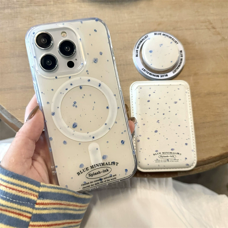 Чехол для телефона (Apple) iPhone 12–15 Pro Max, магнитный IMD splash-ink, отделение под карту/подставка