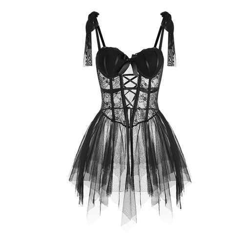 Gorgeous Intimate Apparel: Waist-Slimming, Slimming Chest Pads, Underwire, Push-Up Pajamas, Mesh See-Through, Purely Alluring Nightgown Set 3301