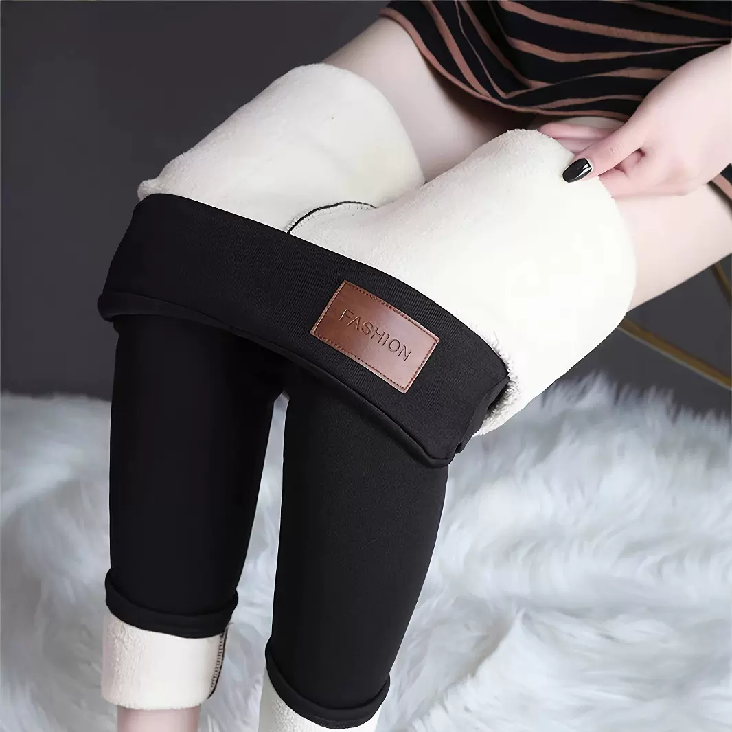 跨境爆款羊羔绒打底裤女秋冬外穿2024新款高腰大码保暖紧身棉裤子