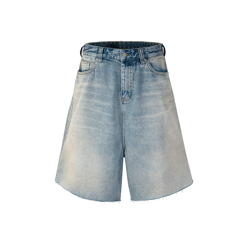 American-style High Street Summer Wash Old Rapped Loose Pasteur Skater Denim Shorts for Men