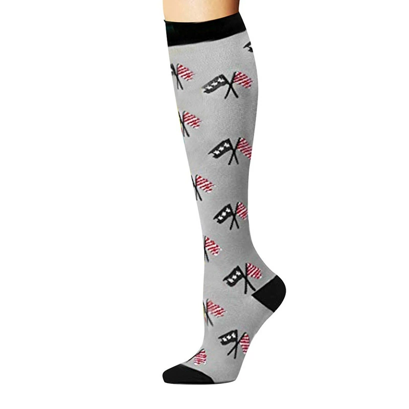 Compression Running Socks, Unisex Jacquard Knee-High Socks, Multiple Patterns, S/M & L/XL