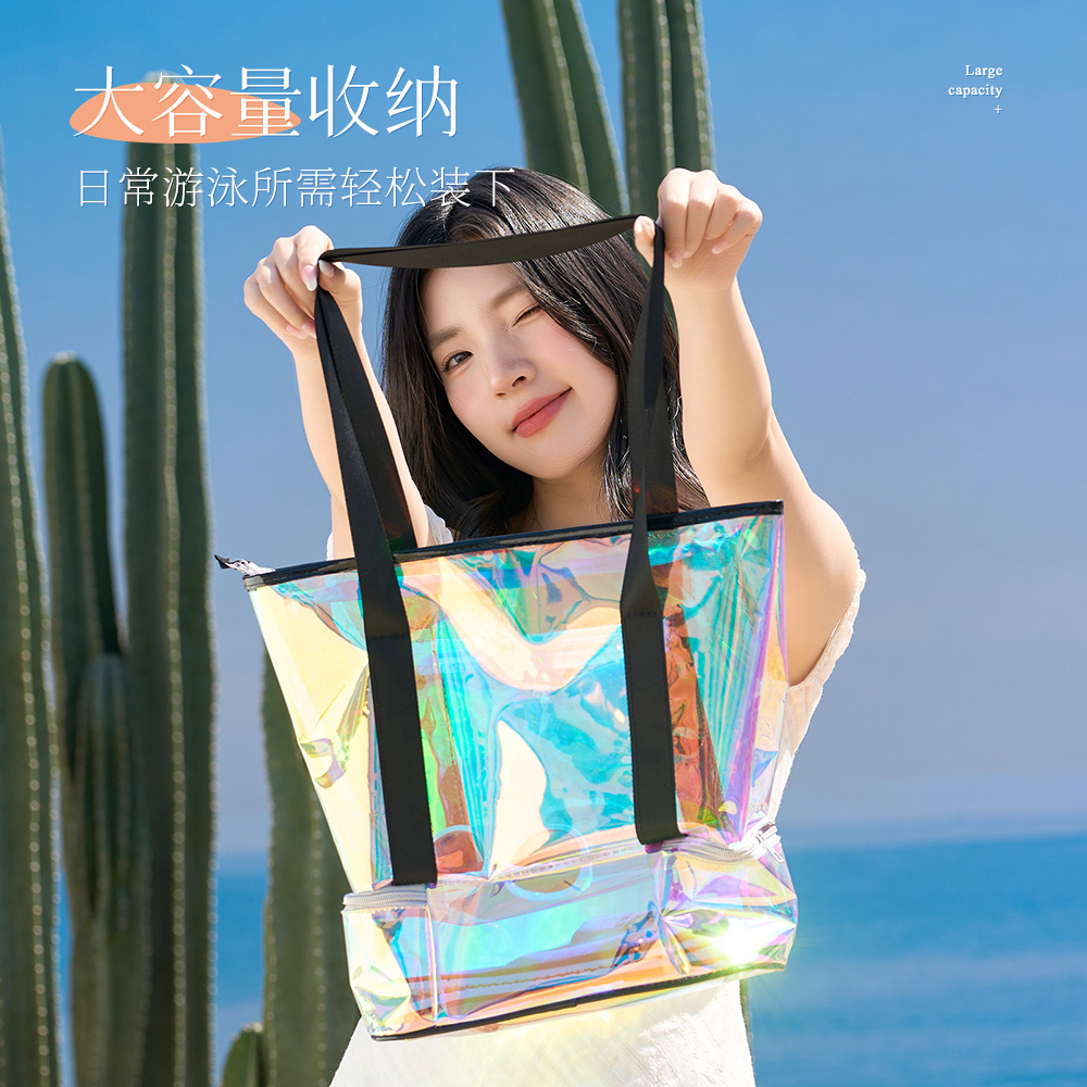 Bolso de punto de onda láser impermeable bolsa de baño de separación seca y húmeda bolsa de playa bolsa de playa de vacaciones de viaje pequeña hada viento