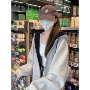 连帽宽松撞色美式薄外套